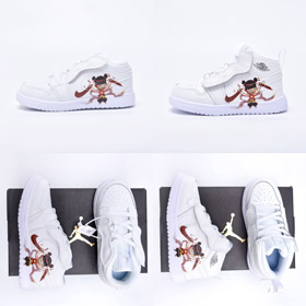 Nike NK Jordan Air Jordan 1 Mid Velcro Nezha Collaboration Kids Shoes-4108  